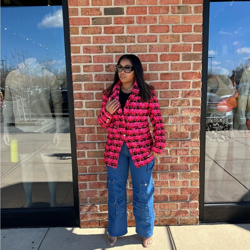 Fuchsia Tweed Blazer Jacket
